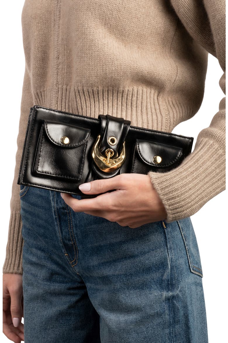 Buckle Leather Clutch