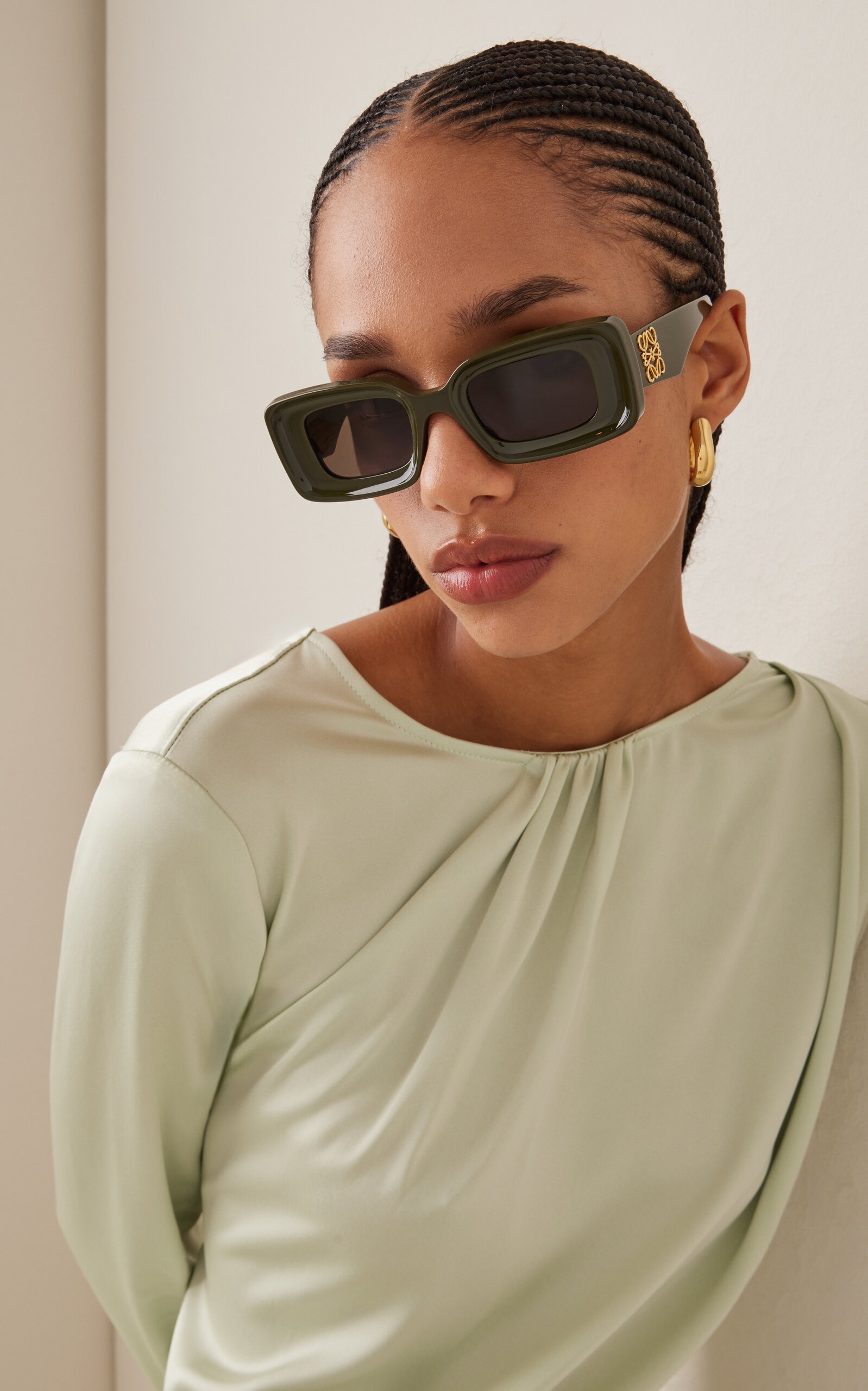 Anagram Square-Frame Acetate Sunglasses