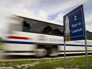Tour Bus and Launch Countdown Sign
