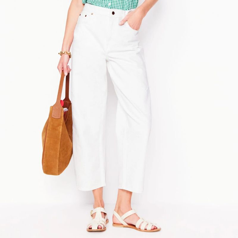 Image of white barrel leg jeans