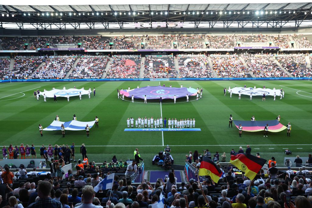 General view inside the stadium prior to the UEFA Women&#039;s Euro 2022 group B match between Finland and Germany at Stadium mk on July 16, 2022 in Milton Keynes, England. 