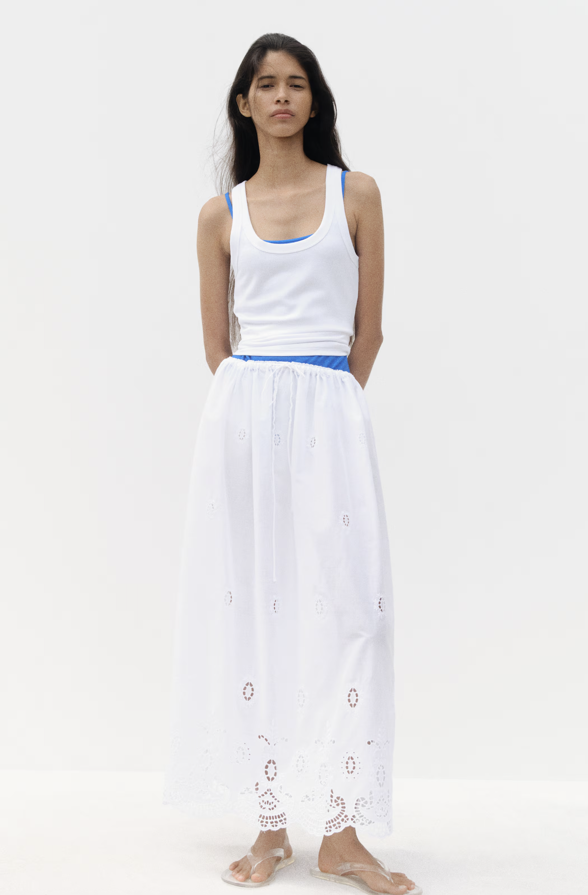H&amp;amp;M, Broderie Anglaise Drawstring Skirt