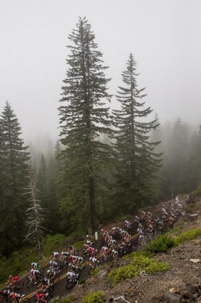 Riding up into the clouds.