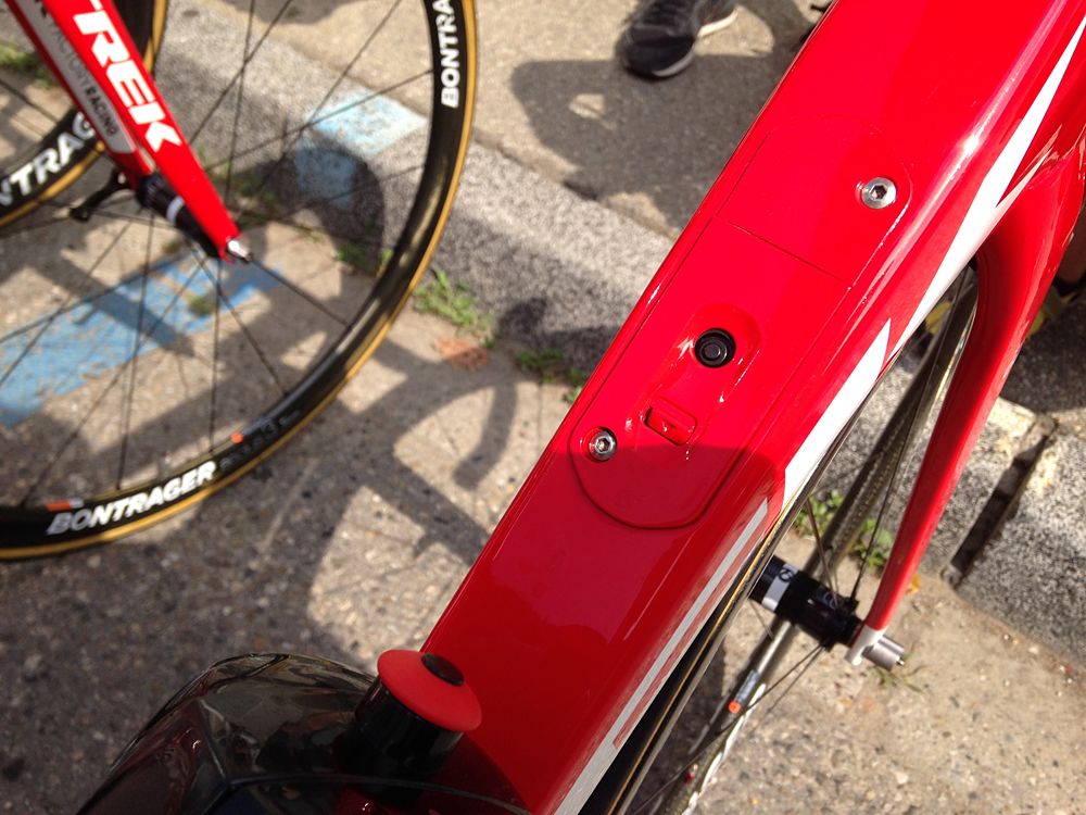 A port in the down tube for electronic groups.