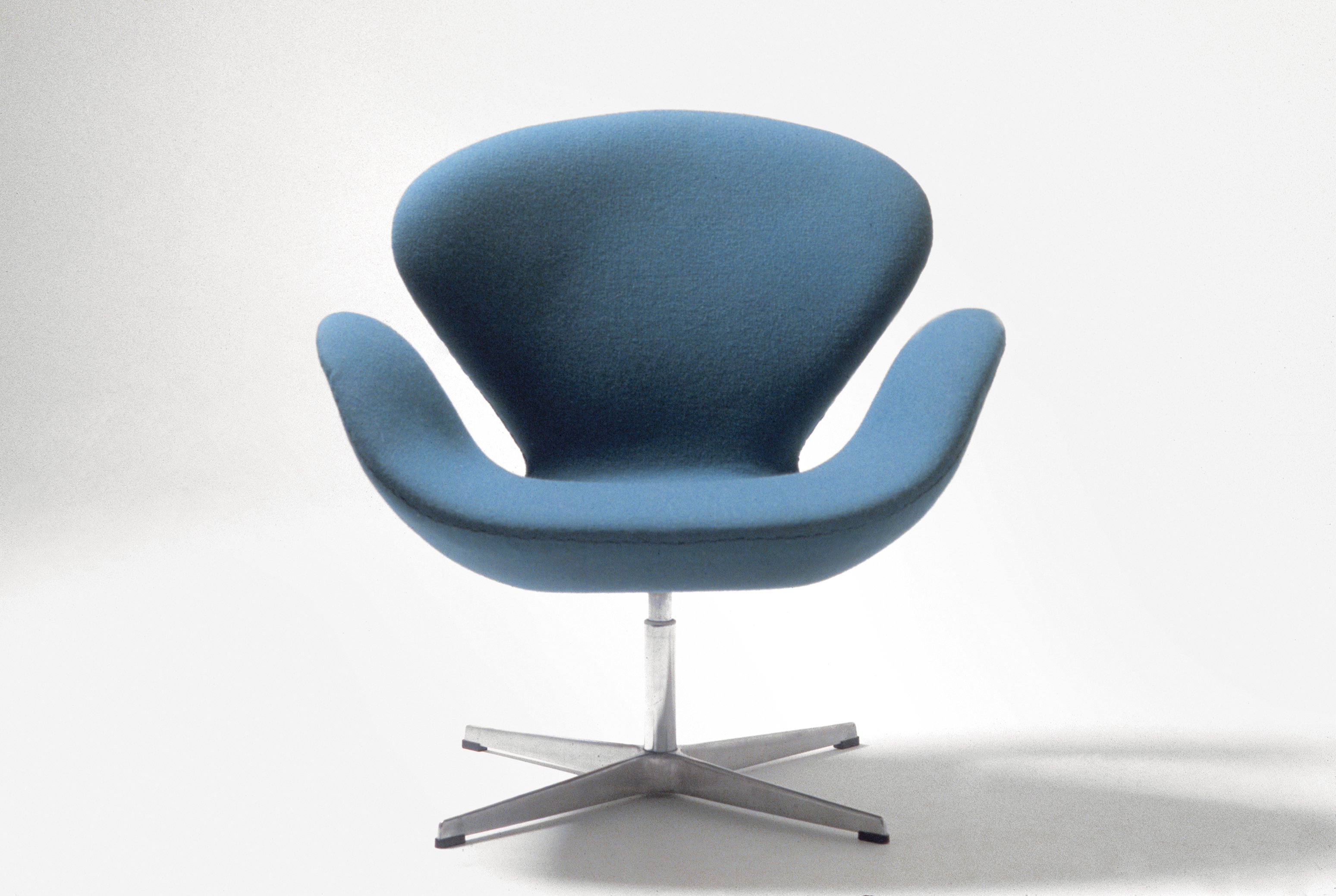 blue swivel chair on white background