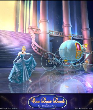 Finished image of Cinderella in her castle by her carriage