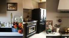 Three images of a renovated kitchen