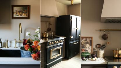 Three images of a renovated kitchen