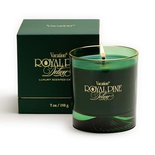 Royal Pine Deluxe Candle by Vacation Sunscreen, Premium Soy Blend Wax, Luxury Pine Scented Candle, Decorative Christmas Pine Candle, Holiday Gift for Women & Men, 70-Hour Long Burning, 7oz