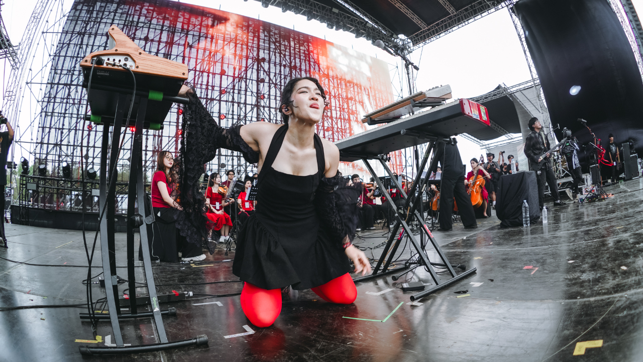 Defying Decay on stage at Rock Alarm with an orchestra