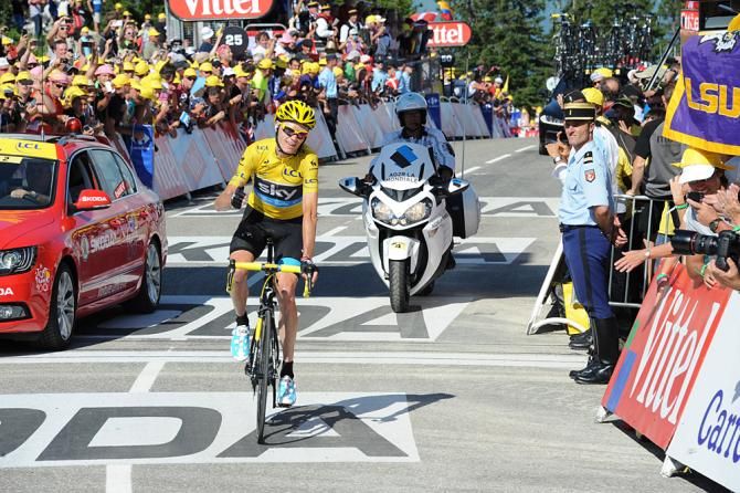 Thumbs up! Chris Froome's overall win in the Tour de France is almost assured