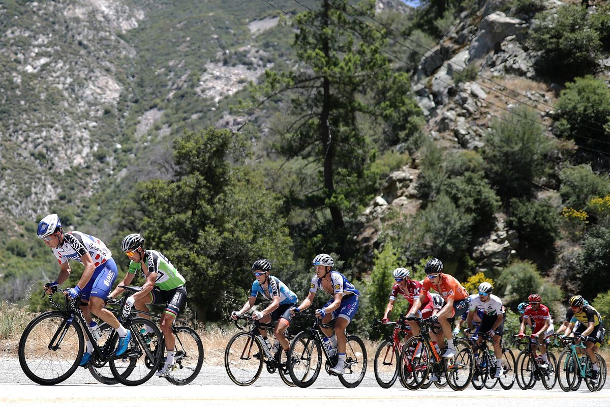 The breakaway is led by Daniel Jaramillo (UnitedHealthcare) during stage 5
