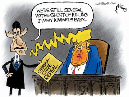 Political Cartoon U.S. Paul Ryan Obamacare Health Care Jimmy Kimmel