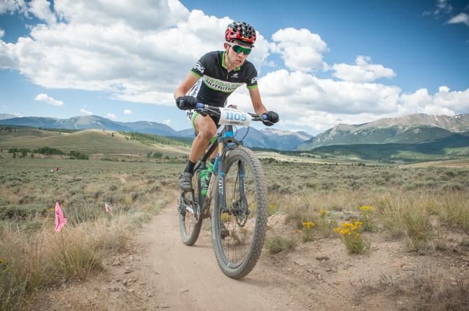Max Jenkins (Herbalife) makes his way up the single track on the return trip to Leadville.
