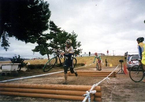 Jump! A CTS rider runs the barriers at Shiga.