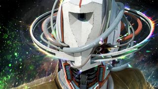 A man in a sci-fi mask