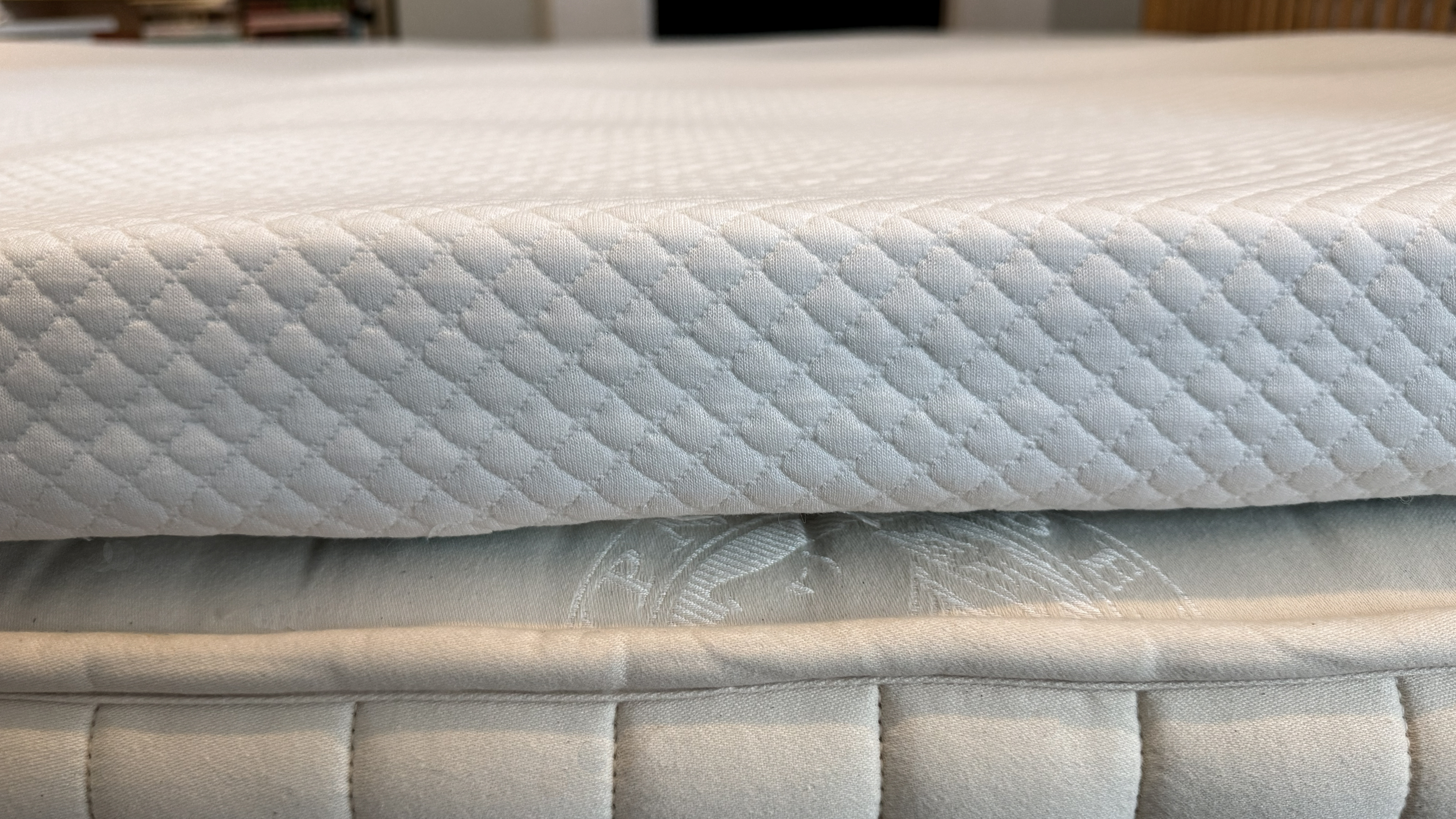 The Simba Hybrid Essential topper being tested at home