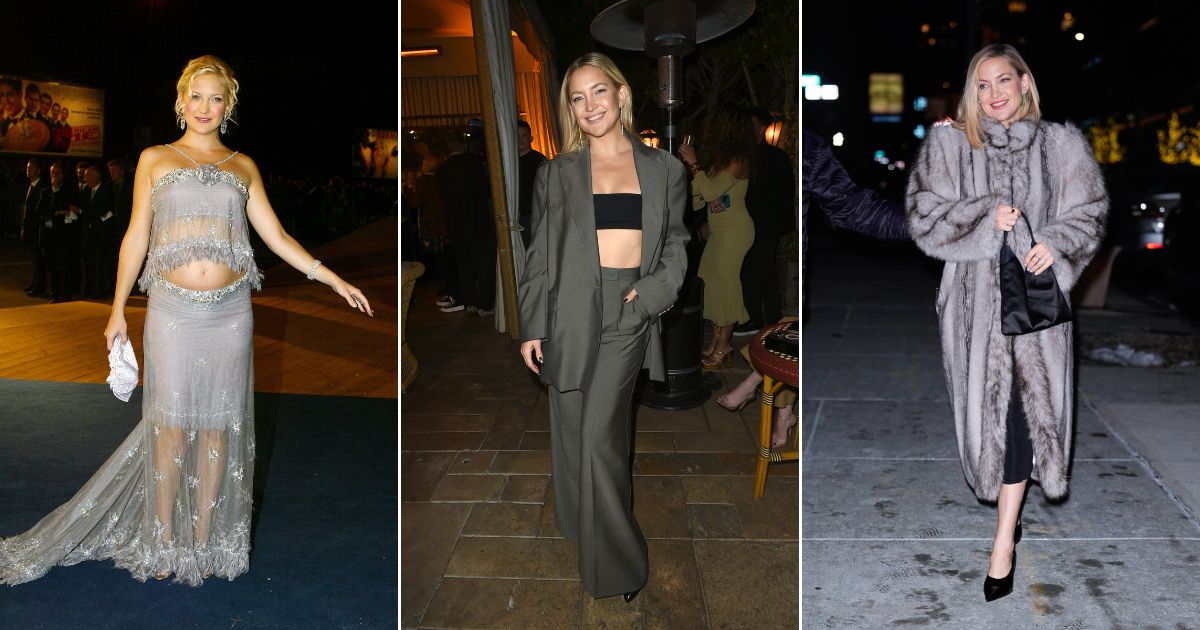 boho style kate hudson sheer dress Hudson's Evolution In Pictures From 1997 To Today Fabric_Sequins kate hudson street style 2024 KissProm Ruffled Sleeve Sheath Size:Petite-4