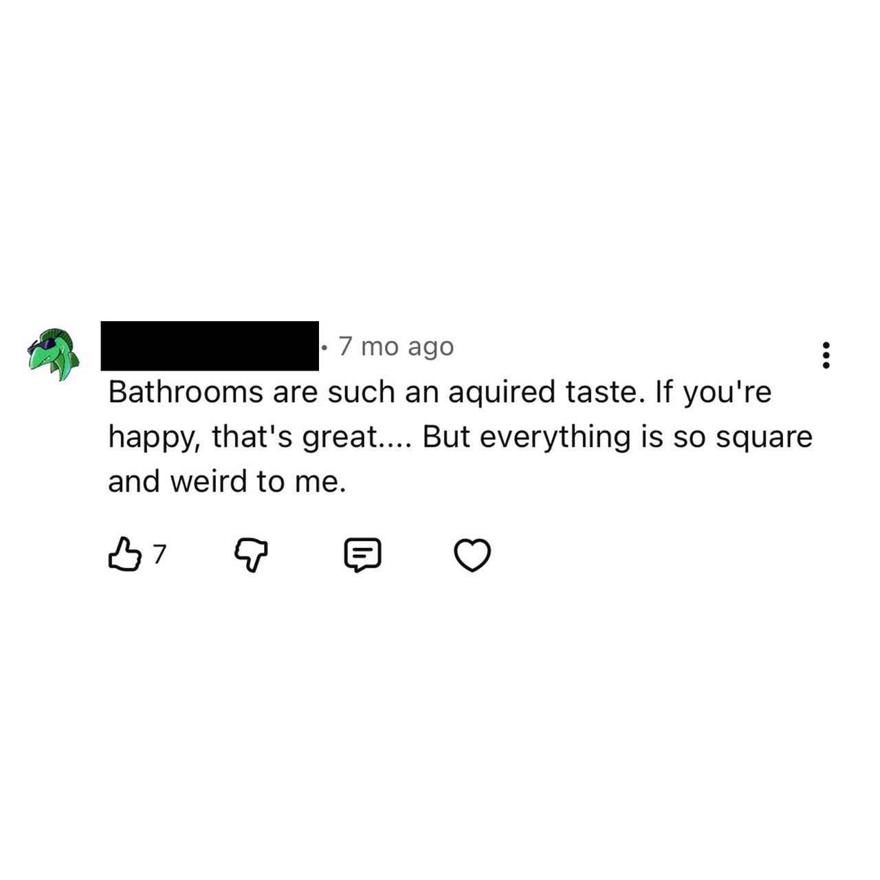 Screenshots of social media comments about a bathroom