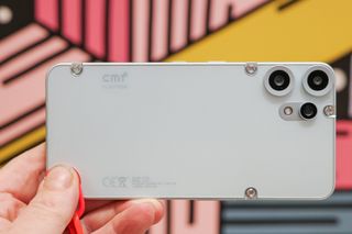 CMF Phone 2 Pro in light green showing back with exposed screws and cameras
