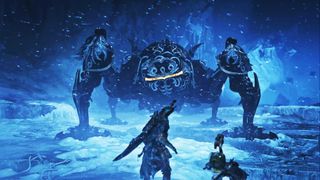 Promotional screenshot of the player fighting Omega Planets in Monster Hunter Wilds