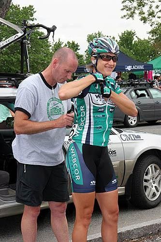 Bernard Kocis helps Australian Helen Kelly