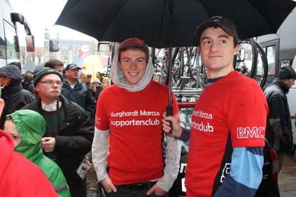 The Marcus Burghardt fan club brave the wet conditions