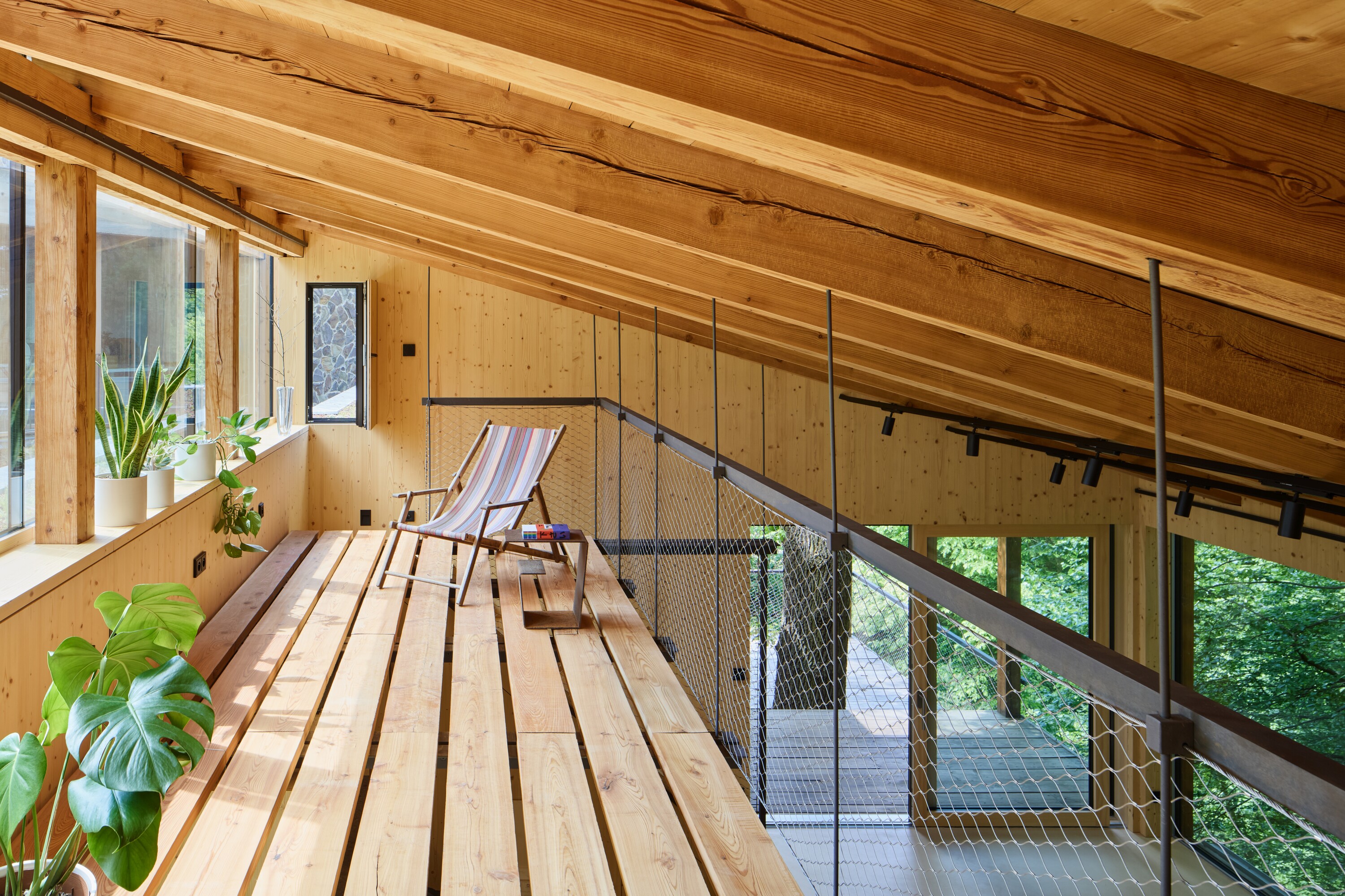 The mezzanine above the studio space