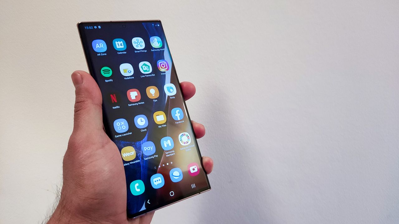 Samsung Galaxy Note 20 Ultra 5G held in a hand