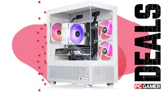 The Thermaltake LCGS NE i1470-V170S Gaming Desktop floats in the funky PC Gamer deal void.