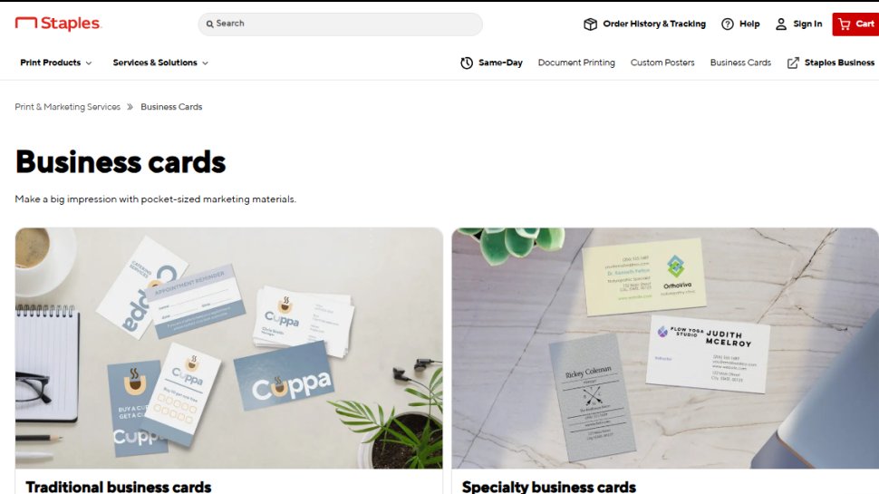 Website screenshot of Staples (July, 2025)