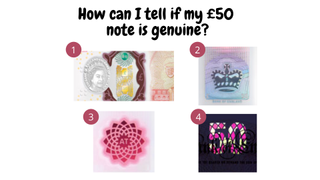 An infographic showing how a £50 note is genuine