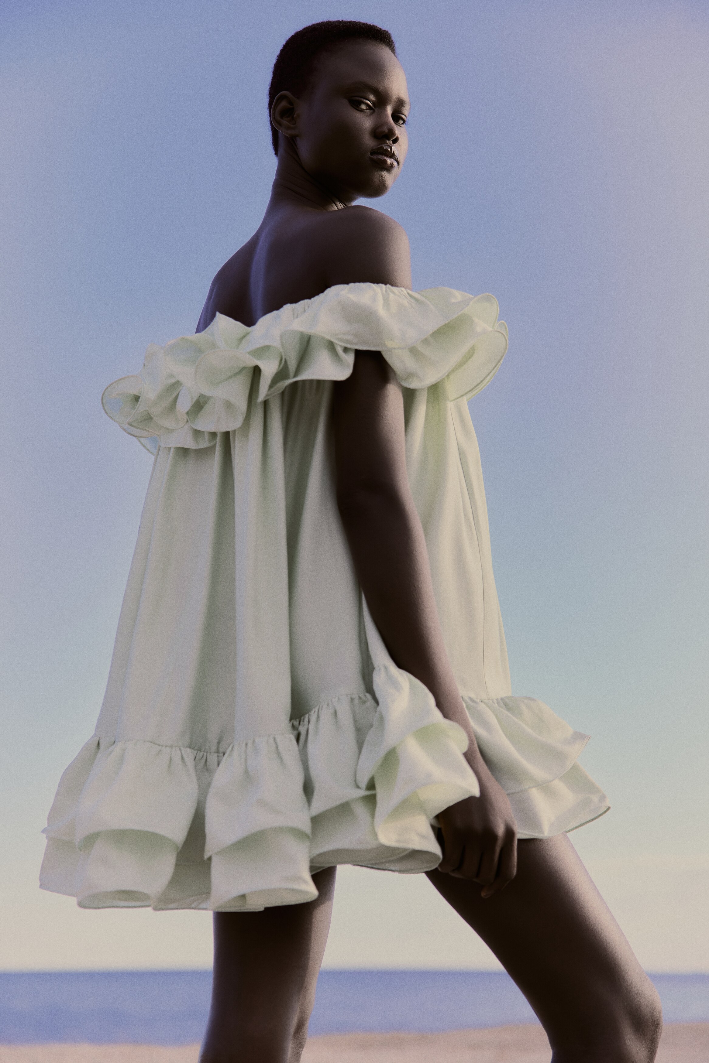 Frilled Off-The-Shoulder Dress