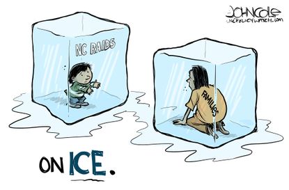 Political Cartoon U.S. ICE NC Raids Separated families