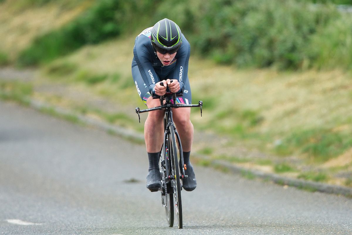 Claire Rose during her time trial effort