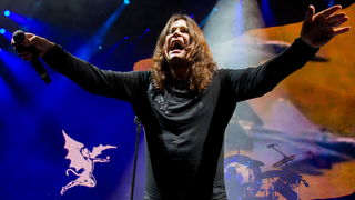 Ozzy Osbourne of Black Sabbath performs on August 6th, 2013 at DTE Energy Music Theatre in Clarkston, MI.