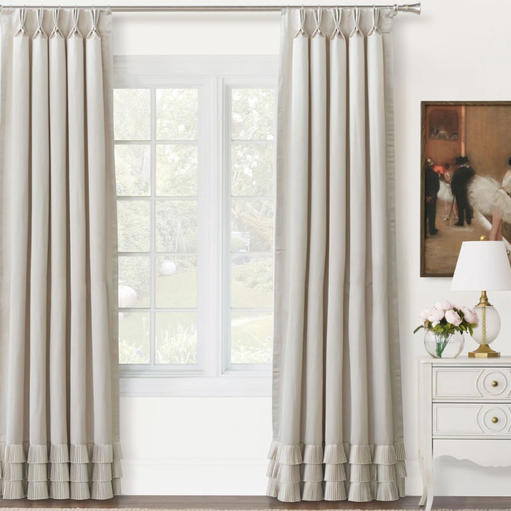Ruffled ivory curtains