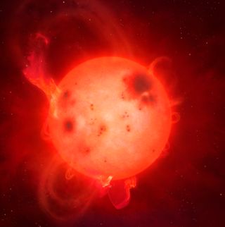 An illustration of a super flare on an L-dwarf.