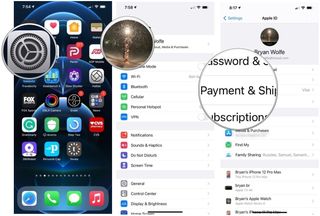 To view iCloud payment information on iPhone and iPad, launch the Settings app, then tap Apple ID banner. Select Payment & Shipping.