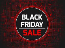 Black Friday sale sign with a circuit board background