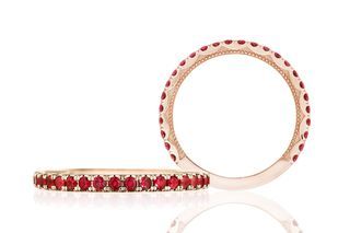 Ruby and 18K Rose Gold Sculpted Crescent Ring 