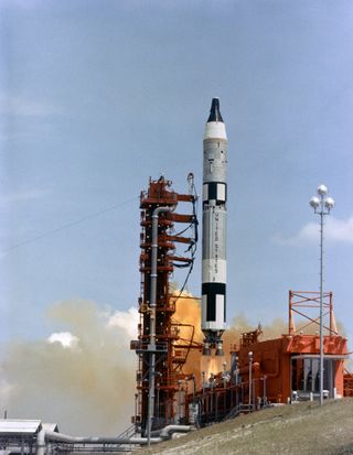 NASA's first Gemini-Titan II launches the first an uncrewed test flight of the Gemini spacecraft from what was then known as Cape Kennedy, Florida on April 8, 1964.
