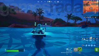 Using one of the Fortnite Oasis Pools to recover health
