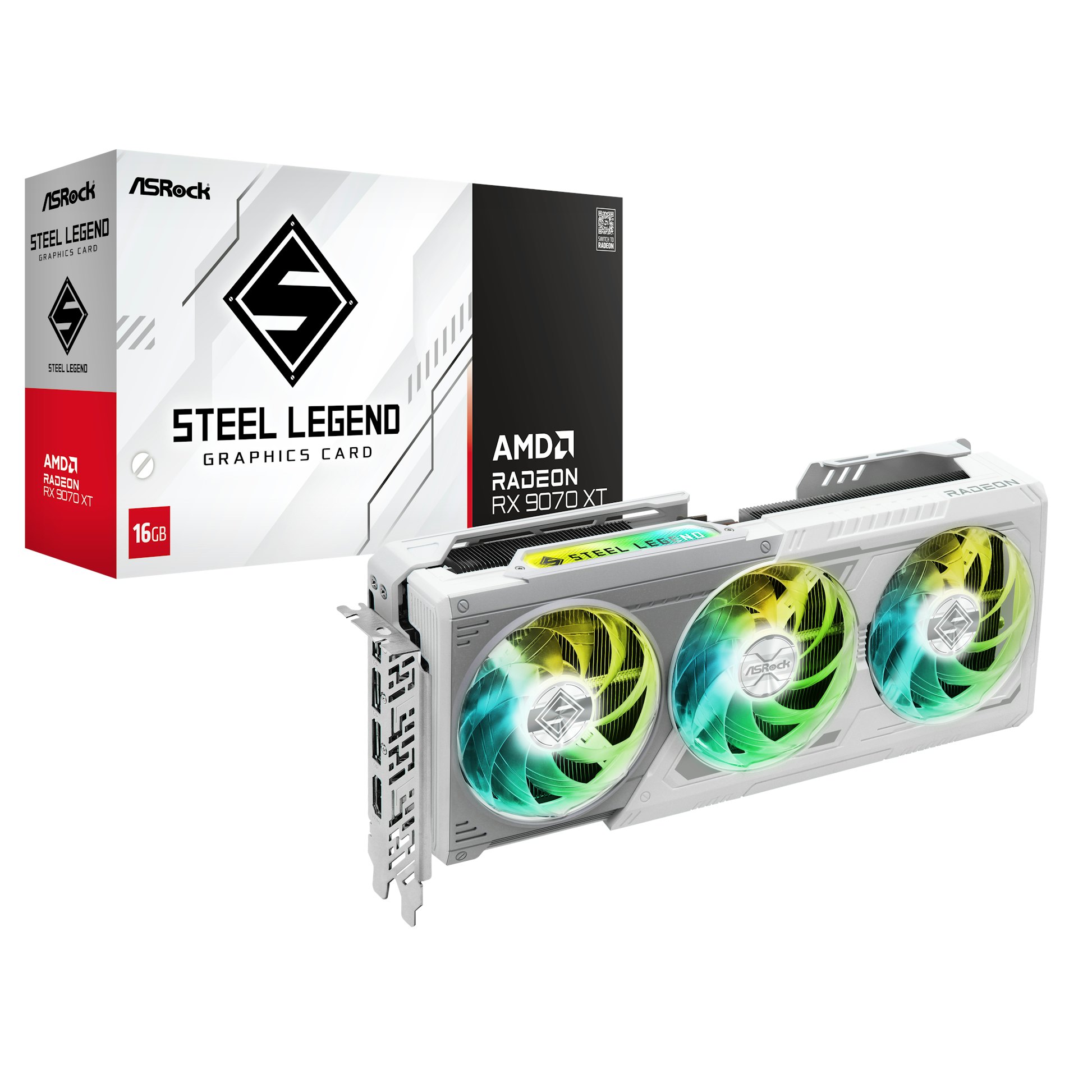 Asrock Radeon RX 9070 XT Steel Legend graphics card for PC gaming