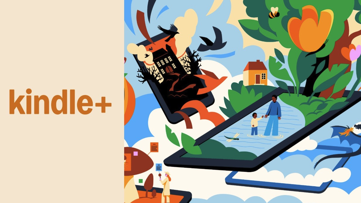 A cartoon image advertising Kindle+