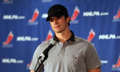 Sidney Crosby of the Pittsburgh Penguins meets with the media following the National Hockey League Players' Association meeting Sept. 13: Over the weekend, NHL owners locked out the players.