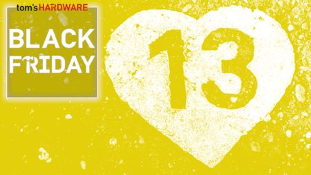 A yellow number 13 inside of a heart.