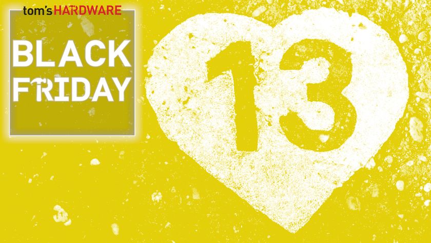 A yellow number 13 inside of a heart.