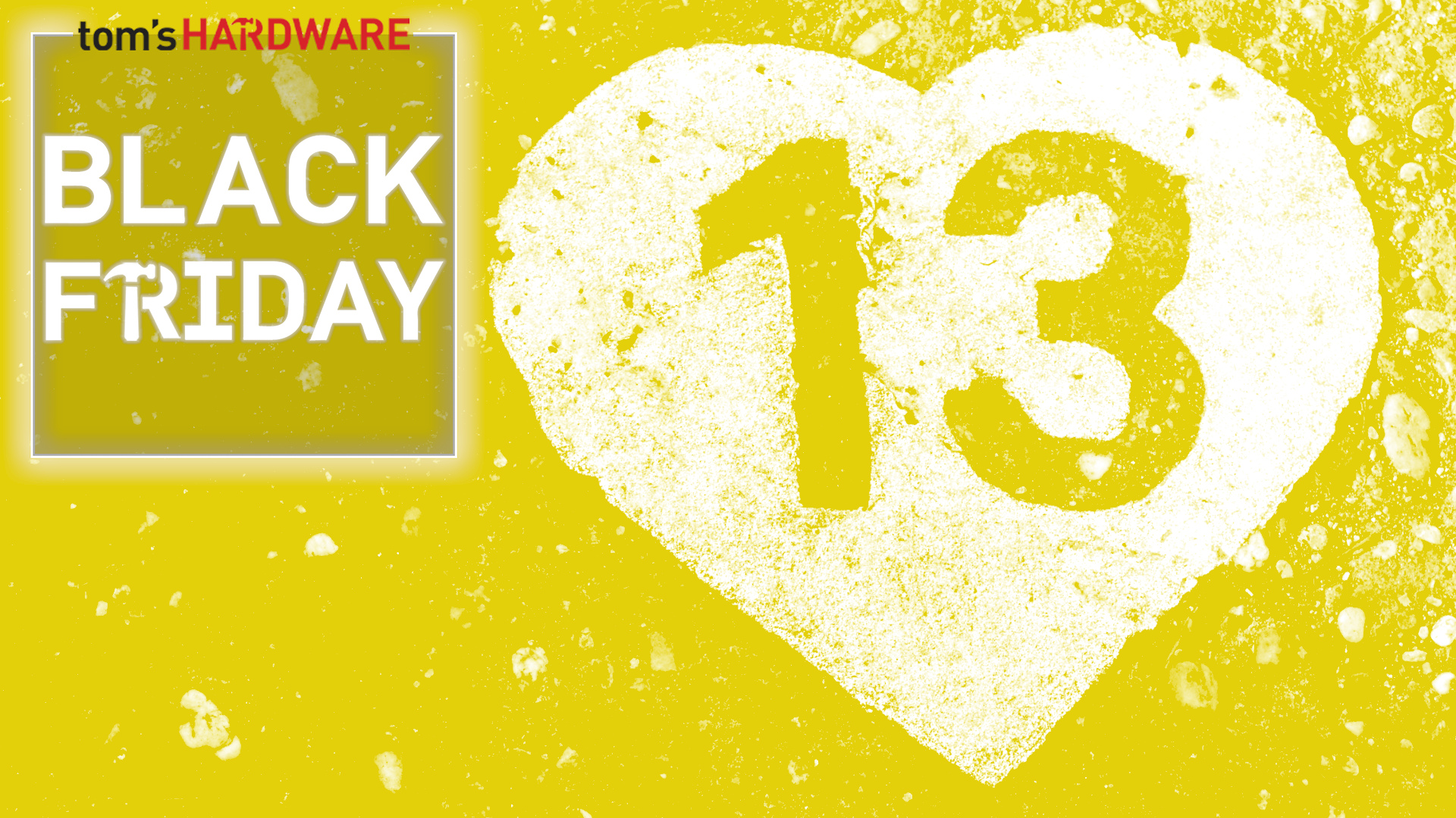 A yellow number 13 inside of a heart.