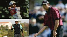 Three images of Tiger Woods at Riviera over the years